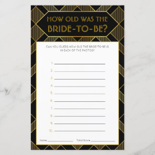 Gold & Black Art Deco Vintage Bridal Shower Game