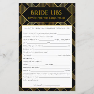 Gold & Black Art Deco Vintage Bridal Shower Game
