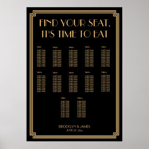 Gold Black Art Deco Wedding Seating Chart 