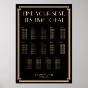 Gold Black Art Deco Wedding Seating Chart 20x28