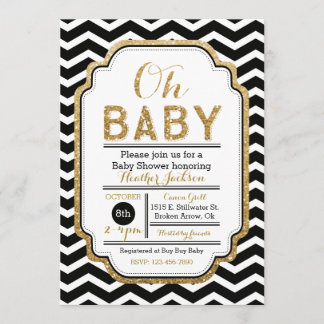 Gold & Black Baby Shower Invitation, Boy Baby Invitation