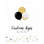 Gold & Black Balloon Kids Birthday Party Custom