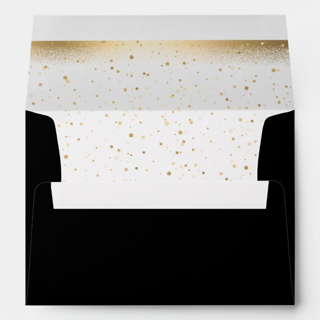 Gold & Black Beautiful Elegant Wedding Envelope (Back (Bottom))