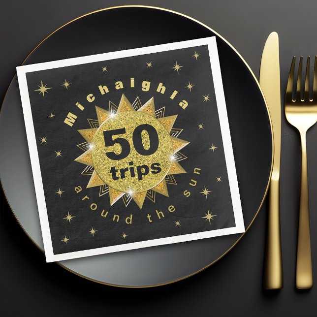 Gold Black Birthday Napkin (Creator Uploaded)