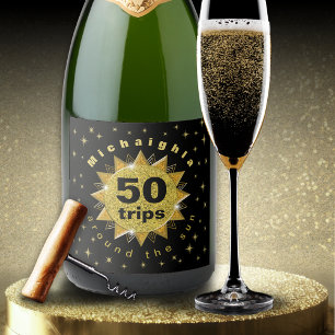 Gold Black Birthday Sparkling Wine Label