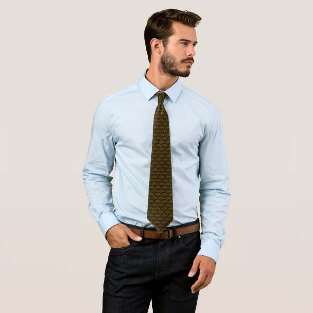 Gold black boho pattern tie (In Situ)