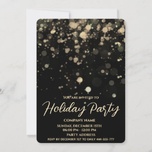 Gold/black bokeh luxury corporate Christmas party Invitation