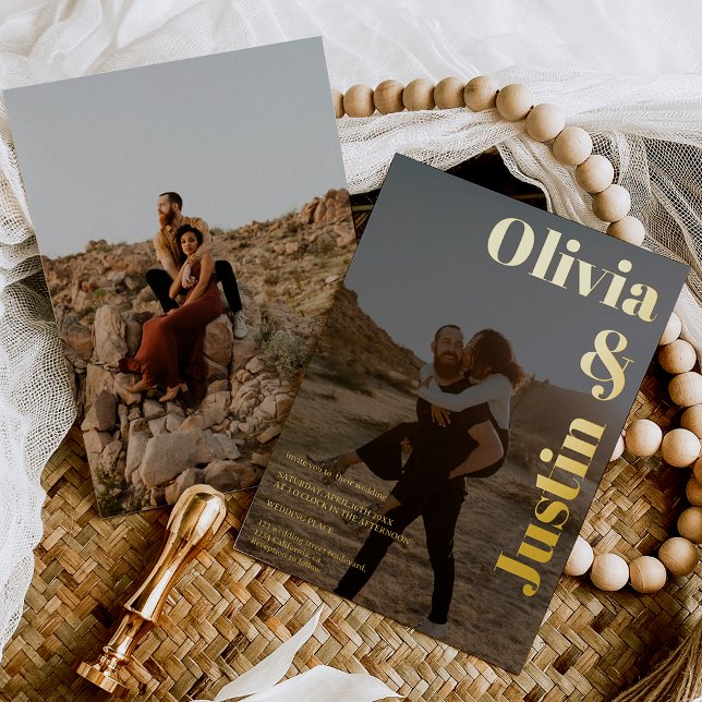 Gold black bold names 2 photos wedding (Creator Uploaded)