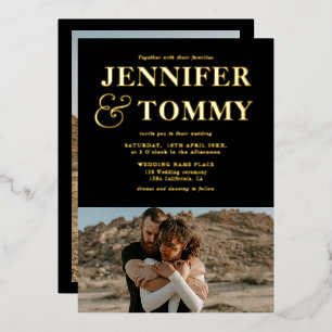 Gold black bold names chic 2 photos wedding