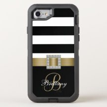 Gold, Black Bold Stripes Diamonds
