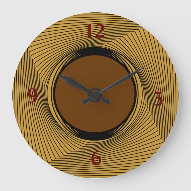 Gold/Black Border with Red/brown Centre >Clocks Large Clock (Front)