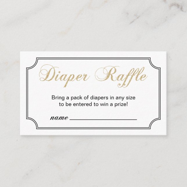 Gold & Black Boy Baby Shower Diaper Raffle Ticket Enclosure Card (Front)