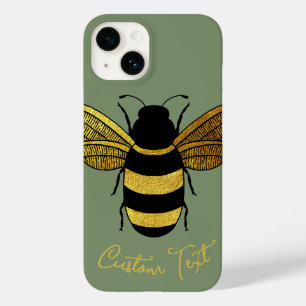 GOLD BLACK BUMBLEBEE CALLIGRAPHY TEXT SHINY BEE  Case-Mate iPhone 14 CASE
