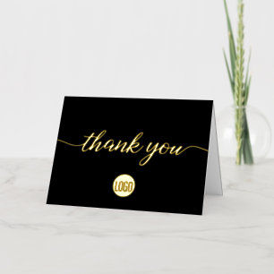 Gold Black Business Elegant Thank you  Foil Greeting Card