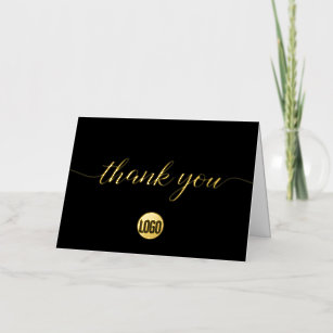 Gold Black Business Elegant Thank you  Foil Greeting Card