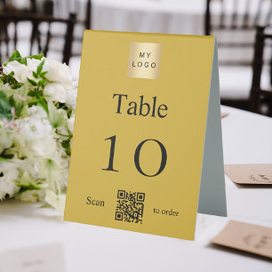 Gold black business logo QR code table number