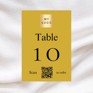 Gold black business logo QR code table number