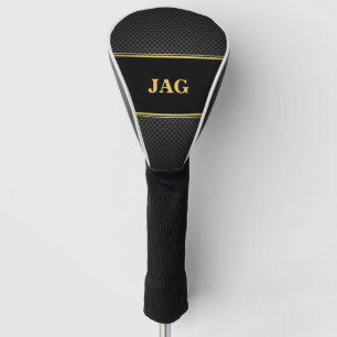 Gold Black Carbon Look Monogrammed Golf Head Cover