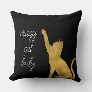 Gold Black Cat Cushion