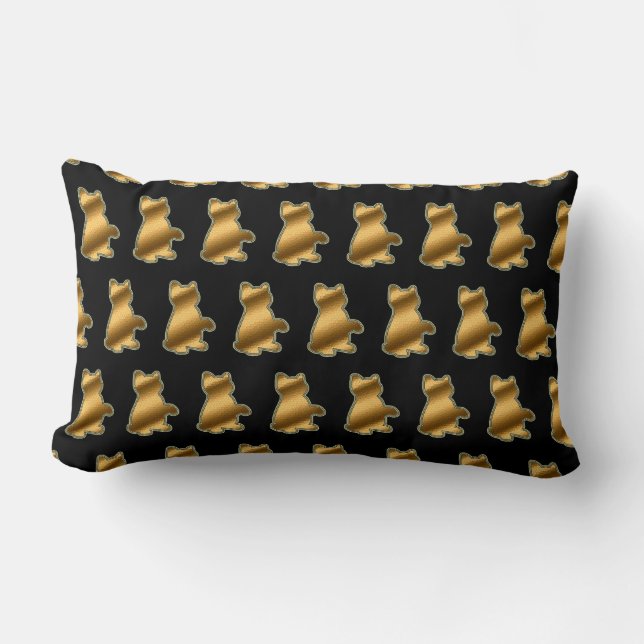 Gold Black Cat Luxury Lumbar Cushion (Front)