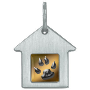Gold Black Cat Pet ID Tag