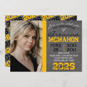 Gold & Black Chalkboard Graduation Invitation