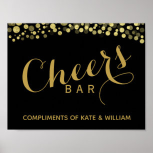 GOLD & Black CHEER Bar wedding or party sign