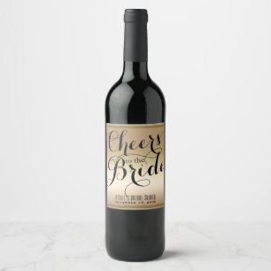 Gold & Black CHEERS TO THE BRIDE Bridal Wine Label