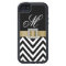 GOLD BLACK CHEVRON MONOGRAM iPhone 5 Case
