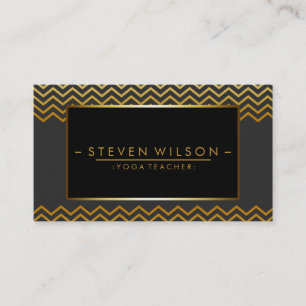 Gold Black Chevron Yoga Holistic Massage Business Card