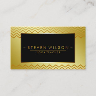 Gold Black Chevron Yoga Holistic Massage Business Card