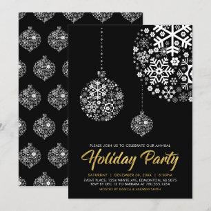 Gold & Black Chic Christmas Party Invitation