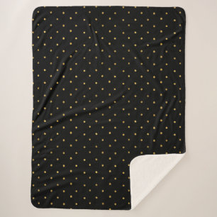 Gold Black Chic Dots Sherpa Blanket
