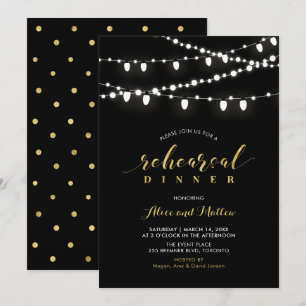Gold & Black   Chic Modern Rehearsal Dinner Invite