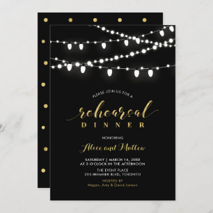 Gold & Black   Chic Modern Rehearsal Dinner Invite