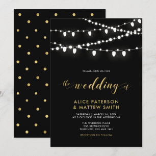 Gold & Black   Chic Modern Wedding Ceremony Invita Invitation