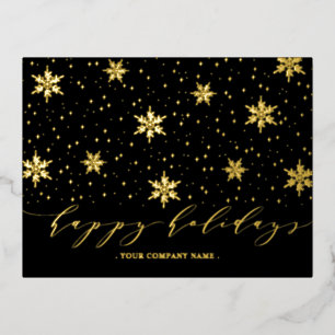 Gold & Black   Christmas Holiday Foil Postcard