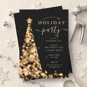 Gold Black Christmas Tree Company Holiday Party  Invitation