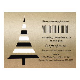 Gold & Black Christmas Tree Holiday Party Flyer