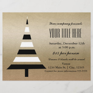 Gold & Black Christmas Tree Holiday Party Flyer