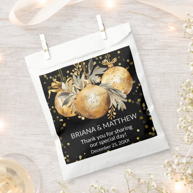 Gold Black Christmas Wedding Favour Bag (Clipped)