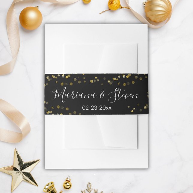 Gold Black Christmas Wedding Invitation Belly Band (Creator Uploaded)