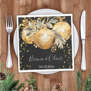 Gold Black Christmas Wedding Napkin