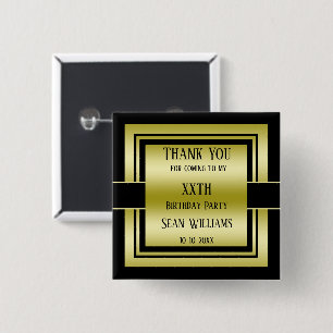 Gold & Black Class Men's Birthday Thank You 15 Cm Square Badge
