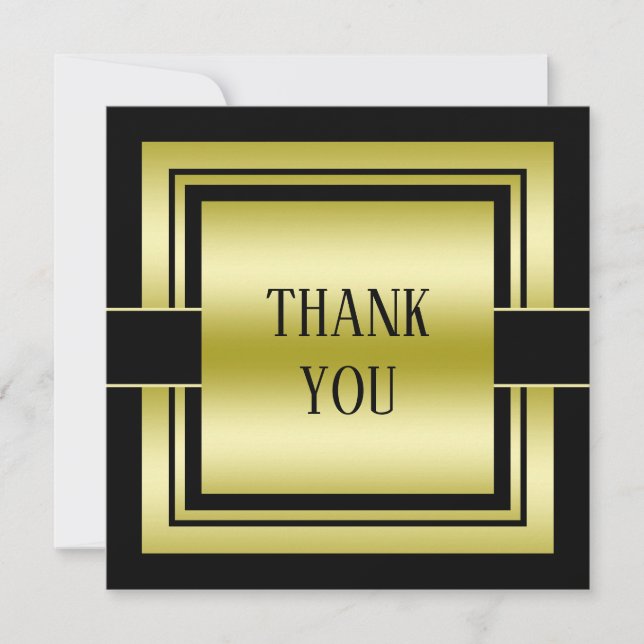 Gold & Black Class Men's Birthday Thank You Card (Front)