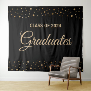 Gold Black Class of 2024 Graduates backdrop Tapestry