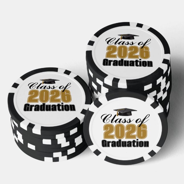 Gold Black Class of 2026 Graduation Party Poker Chips (Stack)