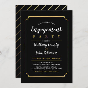 Gold & Black   Classic Wedding Engagement Party Invitation