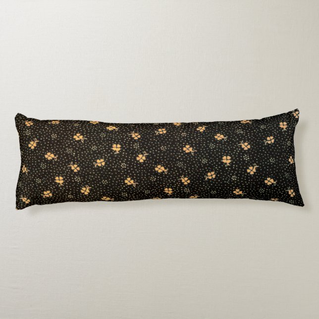 Gold Black Clover Pattern Body Pillow (Back)