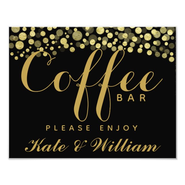 Gold & Black coffee bar personalised wedding sign (Front)